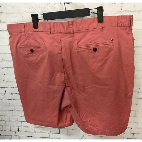 Tommy Hilfiger Men Khaki Red Chino Shorts Size 42 Pocket Stretch Comfort N1 - Picture 6 of 12